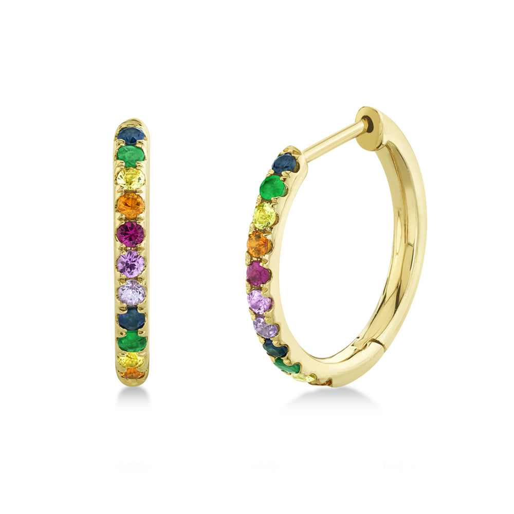 Multicolor Diamond Huggie Earrings 14k Yellow Gold (0.32ct)