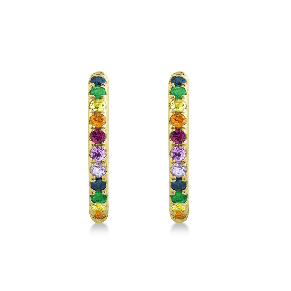 Multicolor Diamond Huggie Earrings 14k Yellow Gold (0.32ct)