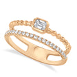 Diamond Emerald Cut Beaded Ring 14k Rose Gold (0.35ct)