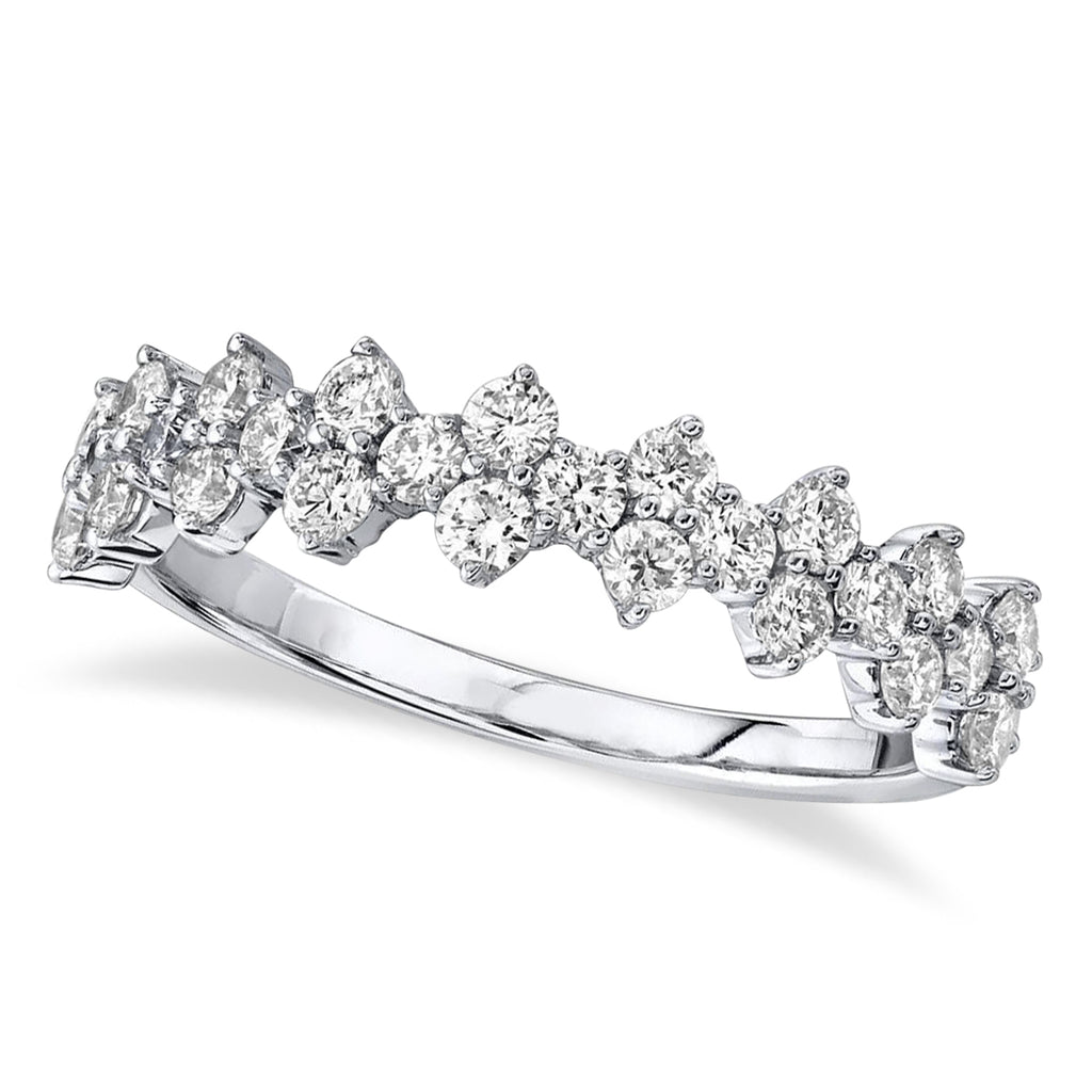 Alternating Vertical Diamonds Anniversary Ring 14K White Gold (0.82ct)