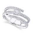 Diamond Emerald Cut Wrap Around Statement Ring 14k White Gold (0.88ct)