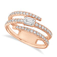 Diamond Emerald Cut Wrap Around Statement Ring 14k Rose Gold (0.88ct)