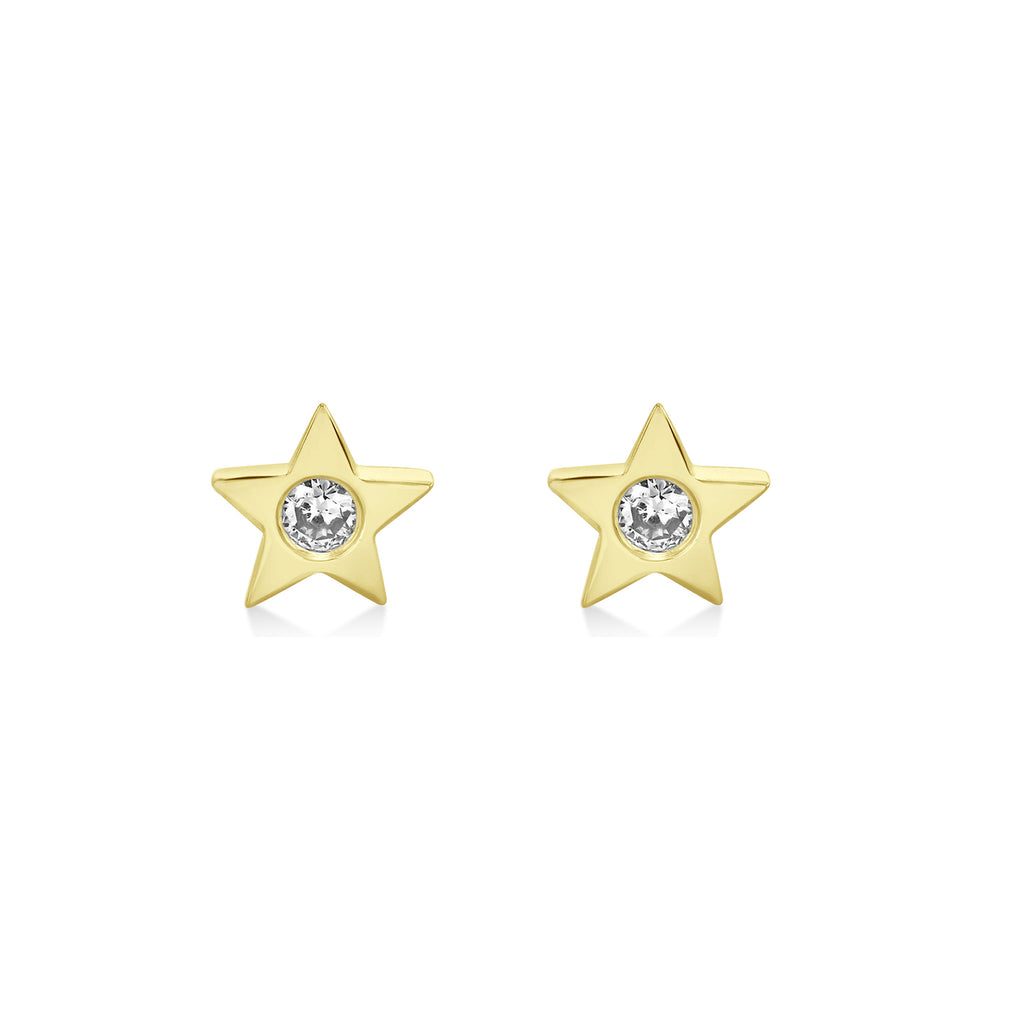 Diamond Bezel Star Stud Earrings 14k Yellow Gold (0.06ct)