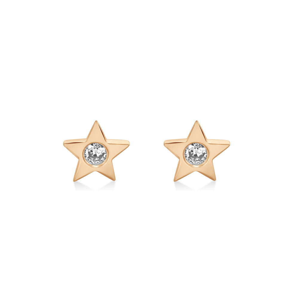Diamond Bezel Star Stud Earrings 14k Rose Gold (0.06ct)
