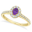 Oval Amethyst Solitaire & Diamond Engagement Ring 14K Yellow Gold (0.54ct)