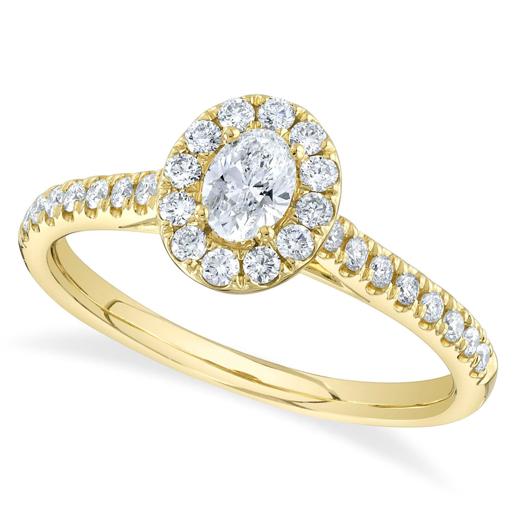 Oval Cut Diamond Halo Engagement Ring 14K Yellow Gold (0.62ct)