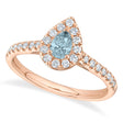 Pear-Cut Aquamarine & Diamond Engagement Ring 14K Rose Gold (0.52ct)