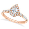 Pear Cut Diamond Halo Engagement Ring 14K Rose Gold (0.62ct)