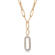 Diamond Paper Clip Drop Pendant Necklace 14k Rose Gold (0.92ct)