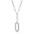 Diamond Paper Clip Drop Pendant Necklace 14k White Gold (0.92ct)