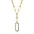 Diamond Paper Clip Drop Pendant Necklace 14k Yellow Gold (0.92ct)