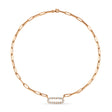 Diamond Paper Clip Link Necklace 14k Rose Gold (1.77ct)
