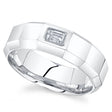 Emerald Cut Diamond Mens Wedding Ring Band 14K White Gold (0.32ct)