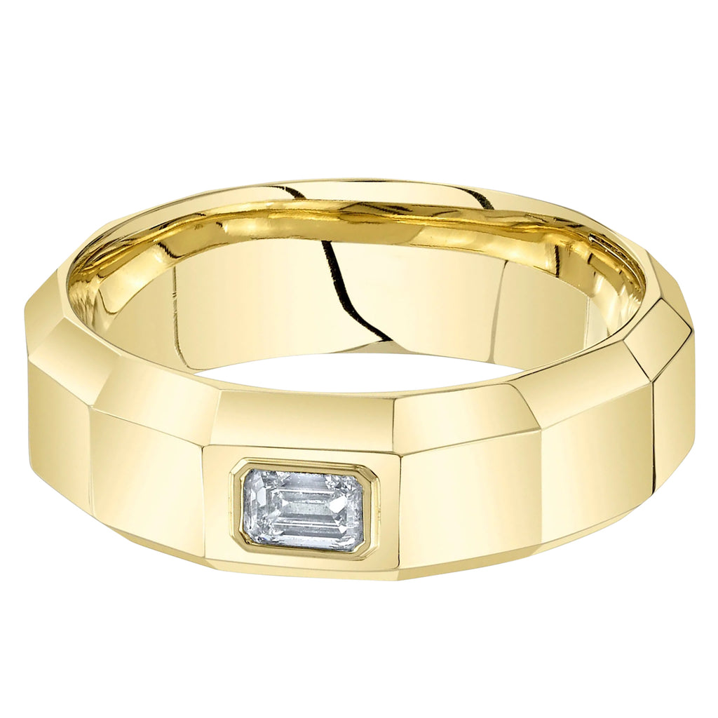 Emerald Cut Lab Grown Diamond Mens Wedding Ring Band 14K Yellow Gold (0.32ct)