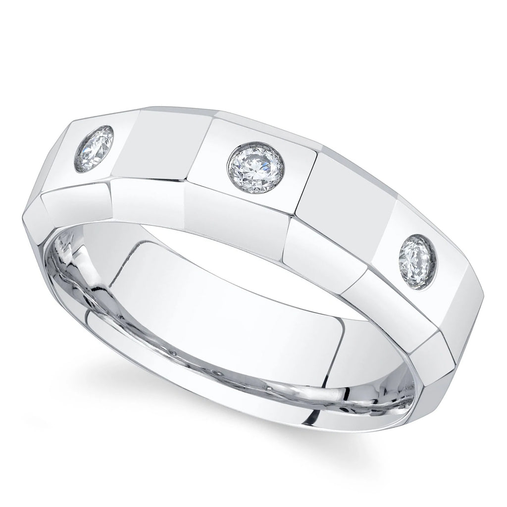 Round Diamond Mens Wedding Ring Band 14K White Gold (0.26ct)