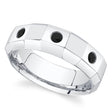 Round Lab Black Diamond Mens Wedding Ring Band 14K White Gold (0.26ct)