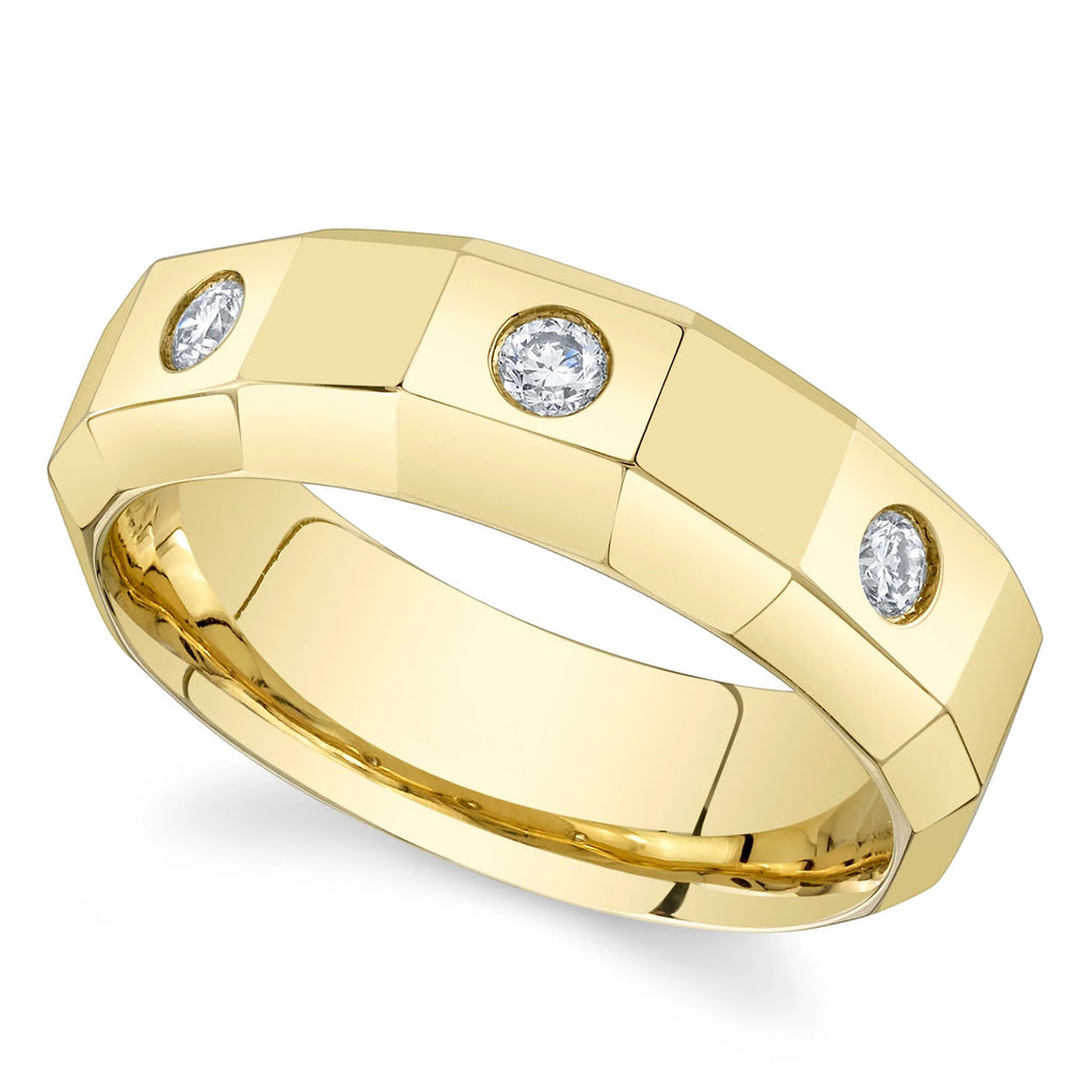 Round Lab Grown Diamond Mens Wedding Ring Band 14K Yellow Gold (0.26ct)