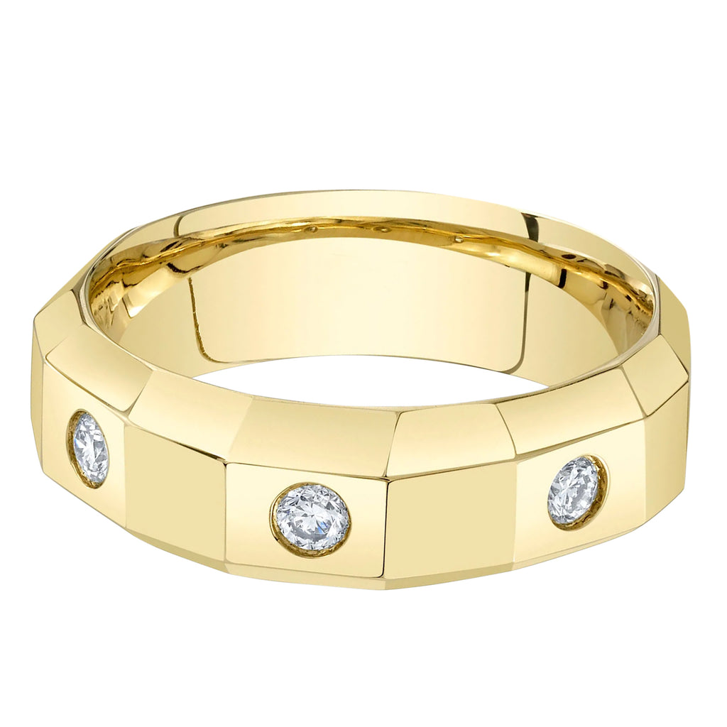 Round Lab Grown Diamond Mens Wedding Ring Band 14K Yellow Gold (0.26ct)