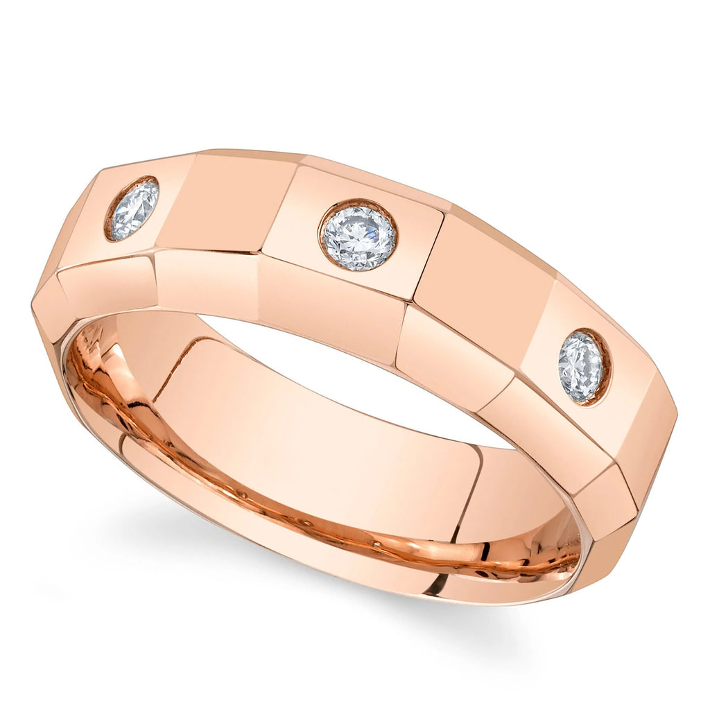 Round Lab Grown Diamond Mens Wedding Ring Band 14K Rose Gold (0.26ct)