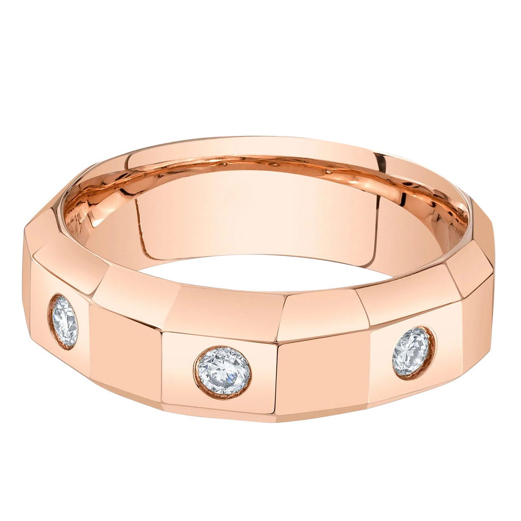 Round Lab Grown Diamond Mens Wedding Ring Band 14K Rose Gold (0.26ct)