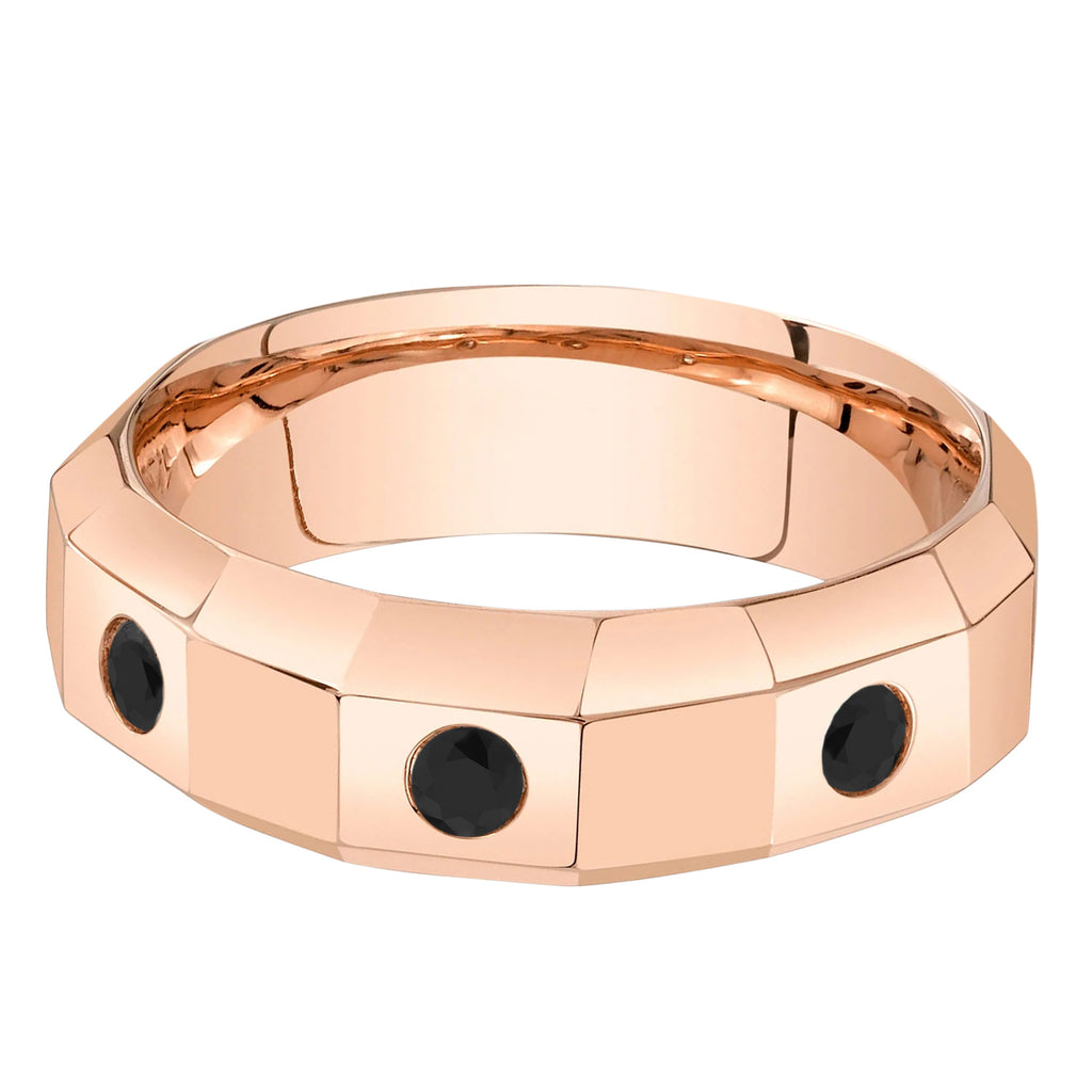 Round Lab Black Diamond Mens Wedding Ring Band 14K Rose Gold (0.26ct)