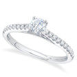 Round Solitaire & Diamond Accent Engagement Ring 14K White Gold (0.59ct)