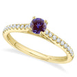 Round Lab Alexandrite & Diamond Engagement Ring 14K Yellow Gold (0.81ct)