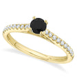 Round Black Diamond Solitaire Engagement Ring 14K Yellow Gold (0.59ct)