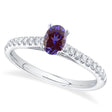 Oval Alexandrite & Diamond Engagement Ring 14K White Gold (0.76ct)