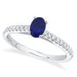 Oval Blue Sapphire Solitaire & Diamond Engagement Ring 14K White Gold (0.67ct)