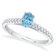 Oval Blue Topaz Solitaire w/Accented Diamond Engagement Ring 14K White Gold (0.49ct)