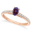 Oval Alexandrite & Diamond Engagement Ring 14K Rose Gold (0.76ct)