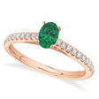 Oval Emerald Solitaire & Diamond Engagement Ring 14K Rose Gold (0.54ct)