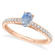 Oval Moonstone & Diamond Engagement Ring 14K Rose Gold (0.59ct)