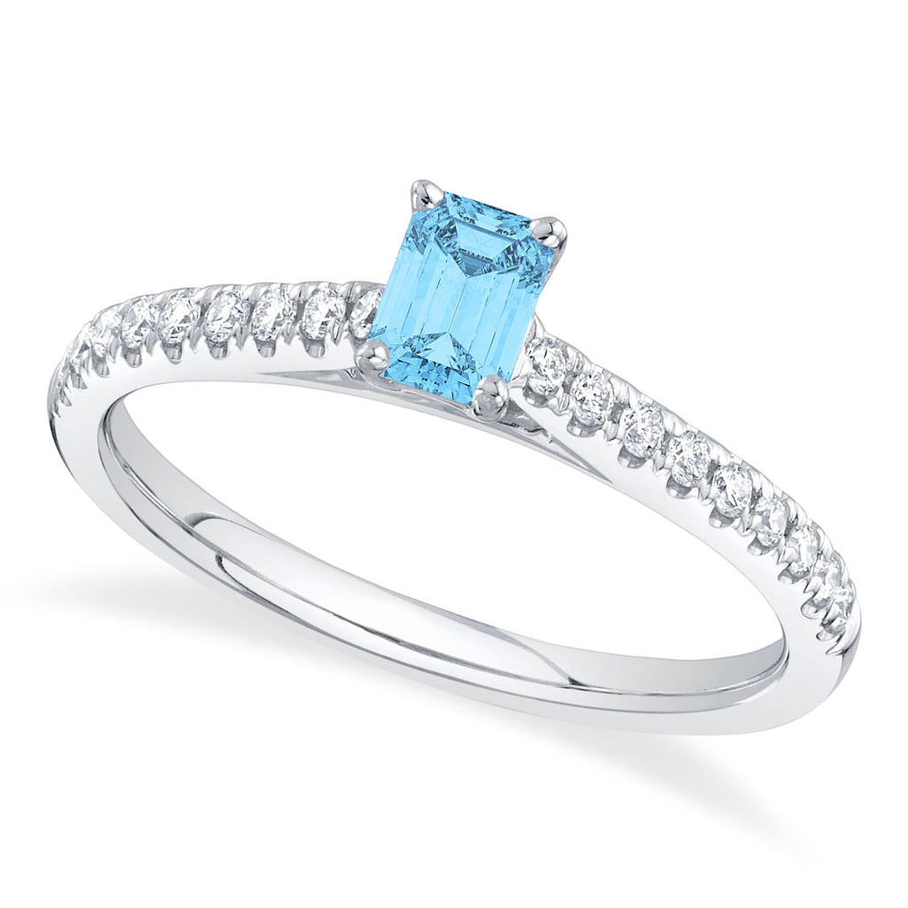 Emerald-Cut Blue Topaz Engagement Ring 14K White Gold (0.89ct)
