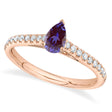 Pear Lab Alexandrite Solitaire& Diamond Engagement Ring 14K Rose Gold (0.69ct)