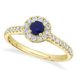Round Blue Sapphire Solitaire & Diamond Engagement Ring 14K Yellow Gold (0.67ct)