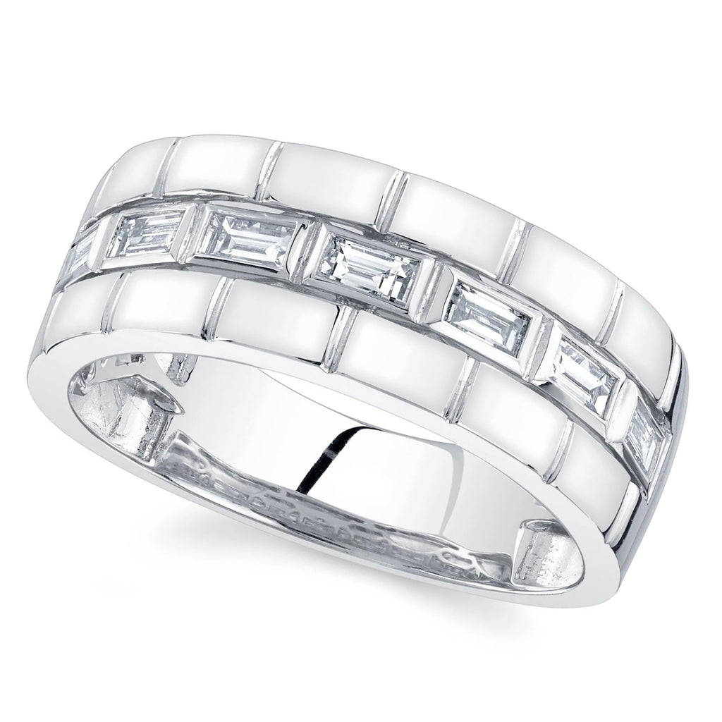 Baguette Lab Grown Diamond Mens Wedding Ring Band 14K White Gold (0.50ct)