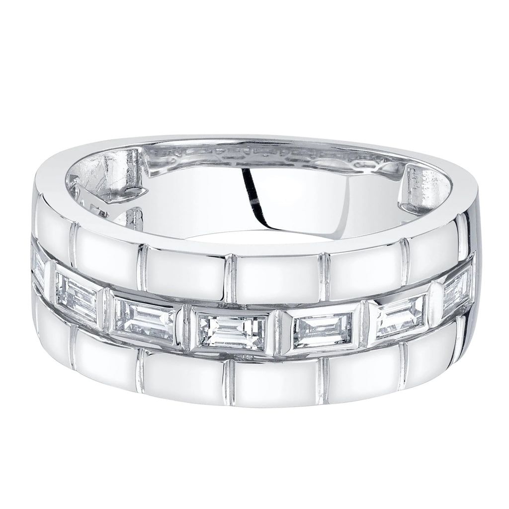 Baguette Lab Grown Diamond Mens Wedding Ring Band 14K White Gold (0.50ct)