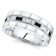 Baguette Lab Black & White Diamond Mens Wedding Ring Band 14K White Gold (0.50ct)