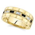 Baguette Lab Black & White Diamond Mens Wedding Ring Band 14K Yellow Gold (0.50ct)
