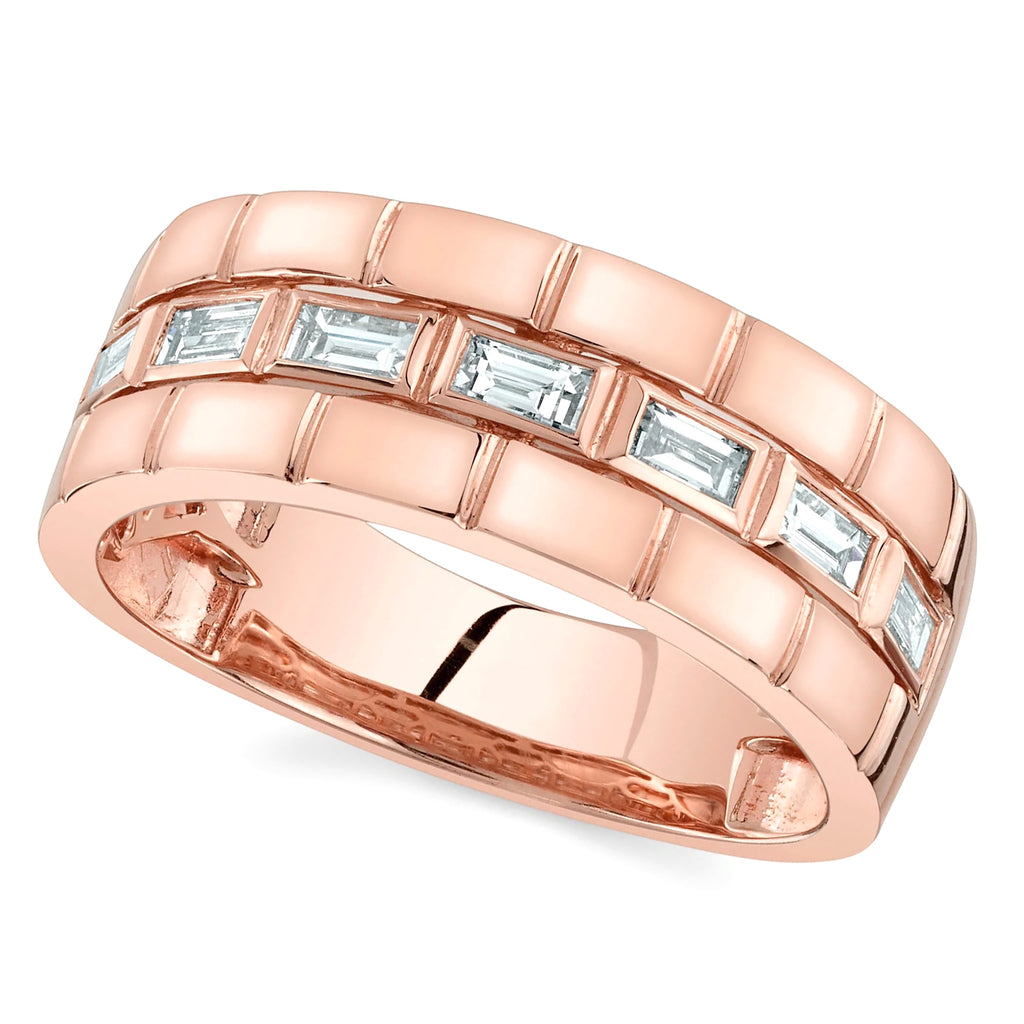 Baguette Diamond Mens Wedding Ring Band 14K Rose Gold (0.50ct)