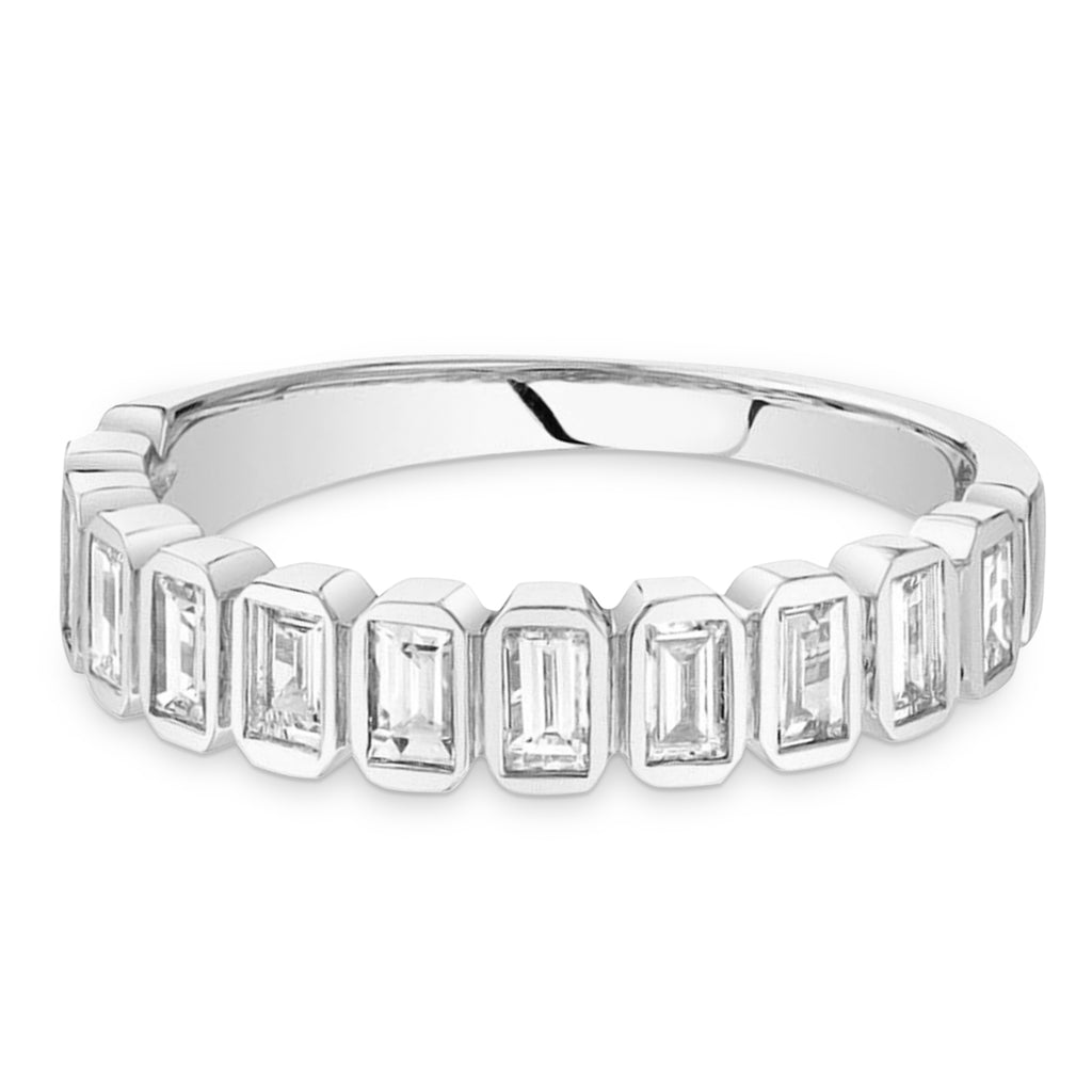 Diamond Baguette Wedding Band Ring 14K White Gold (0.78ct)