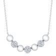 Diamond Circle Ball Bead Pendant Necklace 14K White Gold (0.80ct)