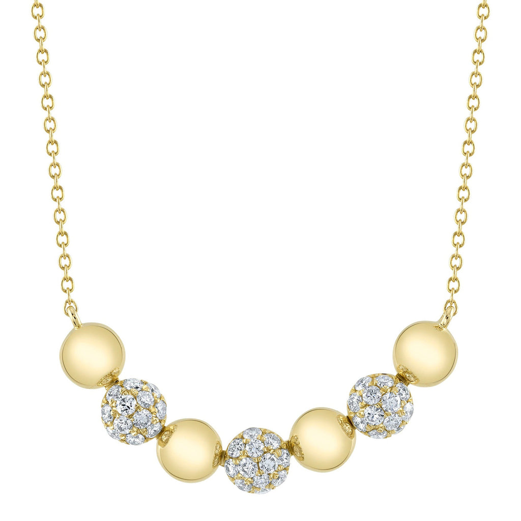 Diamond Circle Ball Bead Pendant Necklace 14K Yellow Gold (0.80ct)