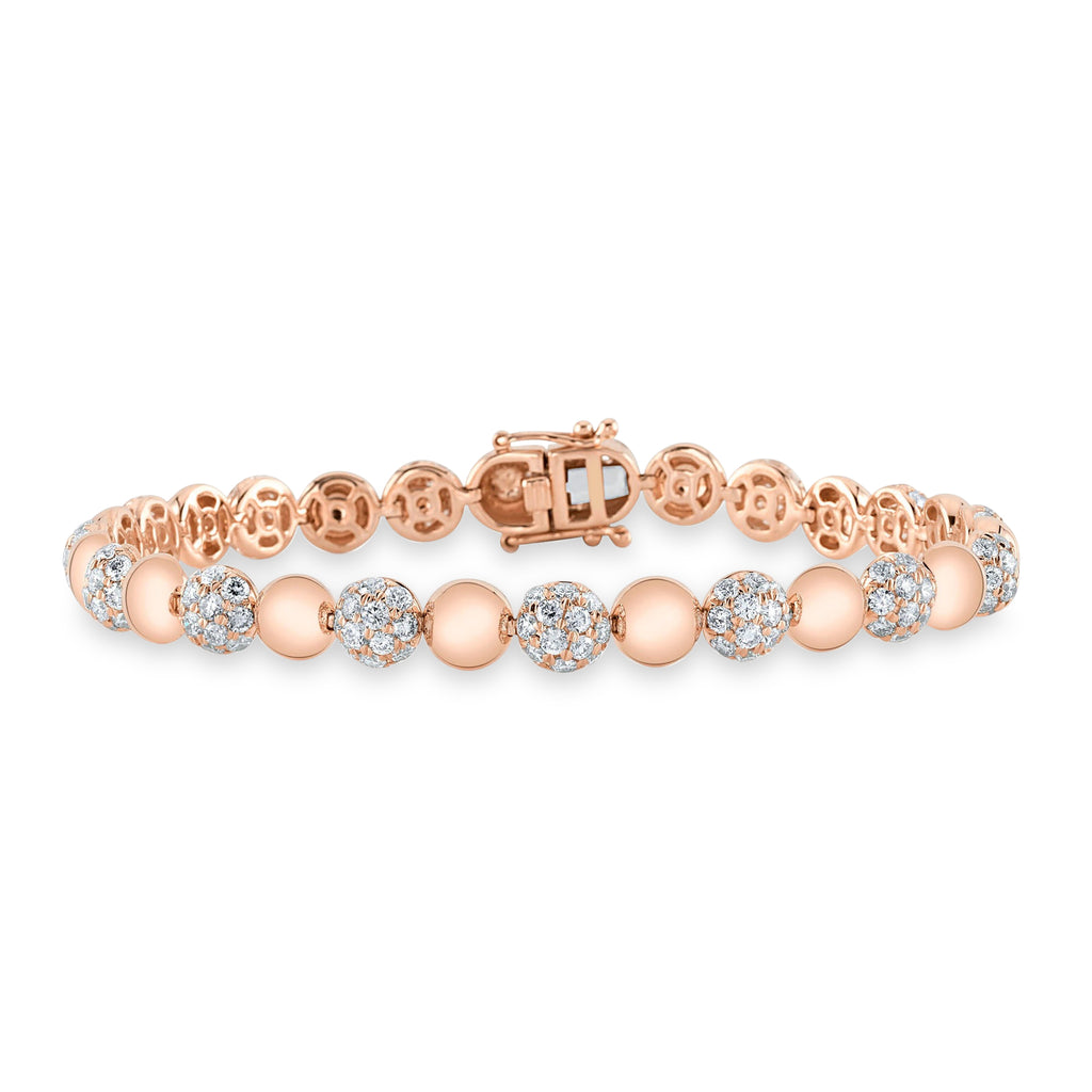 Diamond Circle Ball Bead Bracelet 14K Rose Gold (4.15ct)