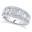 Diamond Emerald Cut Bezel Setting Ring Band in 14K White Gold (1.55ct)