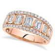 Diamond Emerald Cut Bezel Setting Ring Band in 14K Rose Gold (1.55ct)