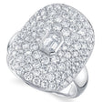 Emerald Diamond Halo Cigar Cocktail Ring 14K White Gold (2.20ct)