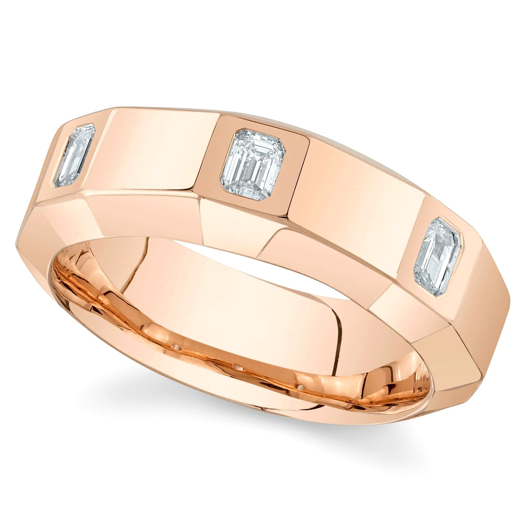 Emerald Cut Diamond Mens Wedding Ring Band 14K Rose Gold (0.44ct)